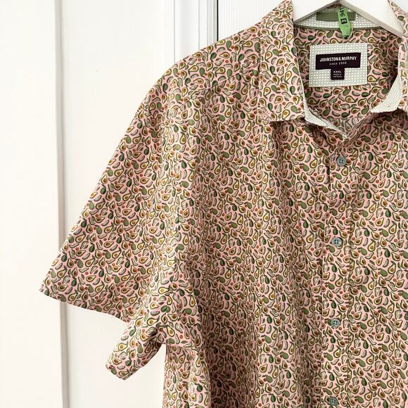 Johnson & Murphy Pink Avocado Novelty Print Button Casual Shirt Hawaiian XXXL - Picture 2 of 11